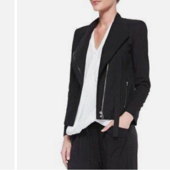 Helmut Lang Black 100% Cotton Biker Moto Jacket - Size Petite - Picture 2 of 8